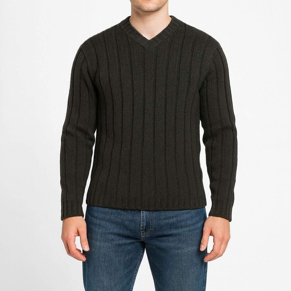 Abercrombie And Fitch Mens Vintage Wool V Neck Cable Knit Sweater Size XL Preppy
